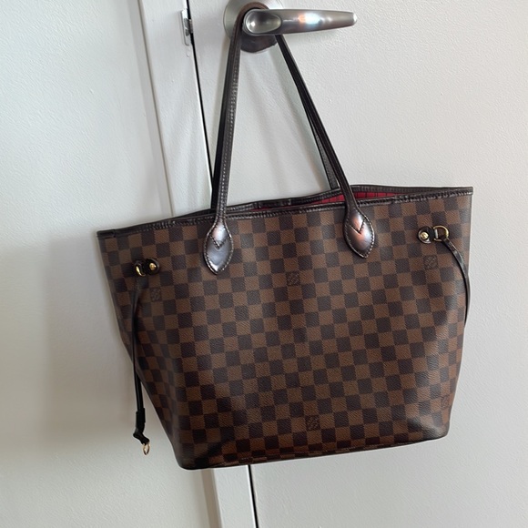 Louis Vuitton NEVERFULL MM with Pouch Brown Damier Print - Picture 2 of 12